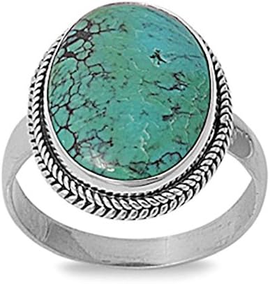 Pink Cookie Natural Turquoise Solid Silver Tone Ring Sizes 6 7 8 9