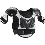 Fox Racing PeeWee Titan Youth Boys Roost Deflector Motocross Motorcycle Body Armor w/ Free B&F Heart Sticker Bundle - Black/Silver / Medium/Large