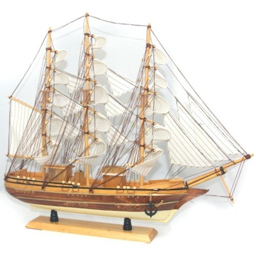 Delicate Wooden Sailboat Collection Handicraft Brown by PSK limited