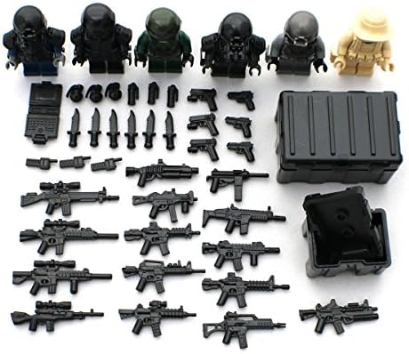 Military Army Soldier Minifigures with Weapons Gun Box and Mini Figure Accessories