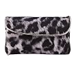 Sonia Kashuk Gray Cheetah Double Zip Foldover Cosmetic Bag