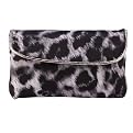 Sonia Kashuk Gray Cheetah Double Zip Foldover Cosmetic Bag