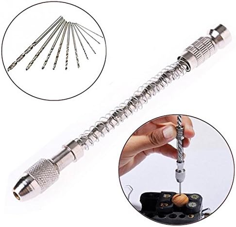 Sotijobs Stainless Steel 0.2-2.0mm Available Semi-automatic Hand Drill Set Include 10PCS Drill Bits