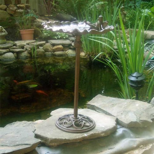 Garden Pixie/fairy Birdbath Cast Iron Rust Finish 