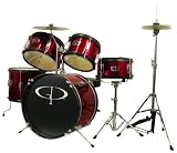 GP55 Child Size Junior Drum Set with Seat, Sticks & Cymbals - Wine Red - B000QU1O5E
