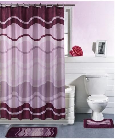 Casa Elite 15-Peice Bathroom Shower Set, Lavender Waves