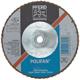 PFERD 62266 POLIFAN SG 7" x 5/8-11, 24 Grit Aluminum Oxide Flat Flap Disc