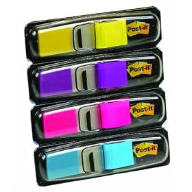 POST-IT - 3M Post-it Distributeur design de mini index, 4 couleur de 35 pi�ces chacune: limon, lilas, rose, turquoise dimensions: 11,9 x 43,2 mm (683-4AB)
