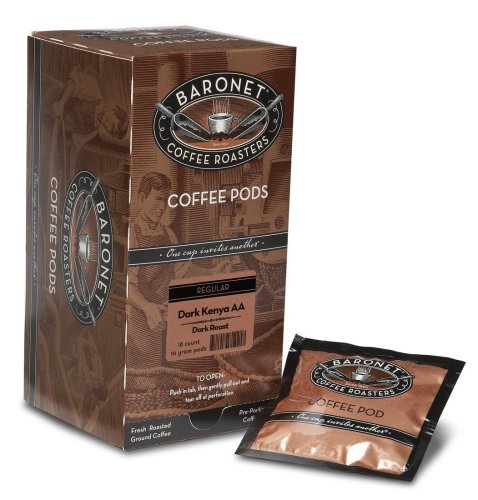 Baronet Coffee Dark Kenya AA Dark Roast, 18-Count Coffee Pods (Pack of 3)
