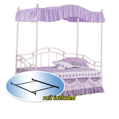 Lavender Canopy Set White Metal Twin Day Bed Day Bed and Mattress Rails Set