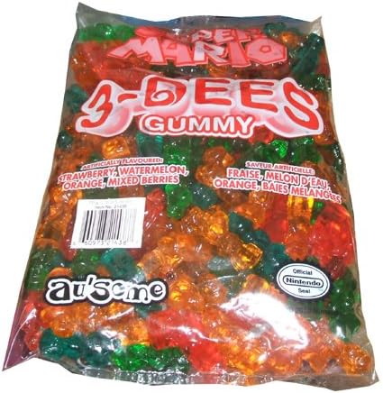 Ausome Candies Super Mario 3 Dees Gummies 3 Pound Bulk Bag