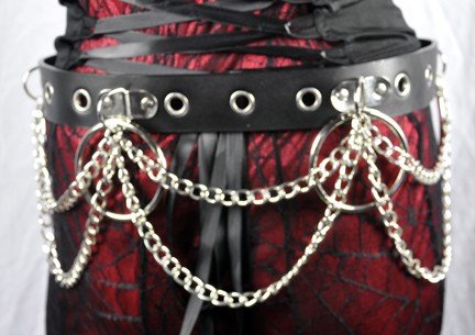 Size Small O Ring Leather Chain Belt Goth Fetish Punk Rock Cosplay