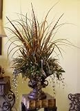 Elephant Vase with Grasses and Pheasant Feathers