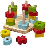 Eichhorn 100002087 - Steckplatte, 21-teilig, holz natur/bunt - 19x17,5x10,5 cm - 5 verschiedene Stecksymbole - -