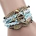 Doinshop Infinity Love Heart Pearl Friendship Antique Leather Charm Bracelet (light blue)