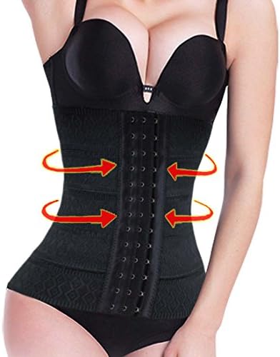 Women Body Shaper Corset Briefer Bodysuit Slimming Shapewear (S(Inch 22.8--25), Black)