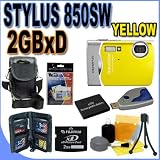 Olympus Stylus 850SW Yellow (226335) 8.0MP Waterproof Digital Camera 850 SW 2GB xD Memory BigVALUEInc Accessory Saver Bundle