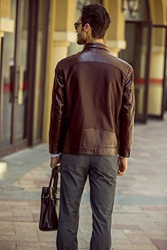 Erechtheus Men's Street Faux-Leather Bomber Jacket (Small, Coffee)