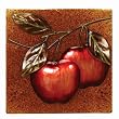 Set of 2 Hand Sculpted Metal Red Apple Fruit Wall Plaque Decorations 14.25"