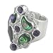 Sterling Silver Paua Shell and Faceted Amethyst Ring w/ Scroll Design by Sajen, Size 6