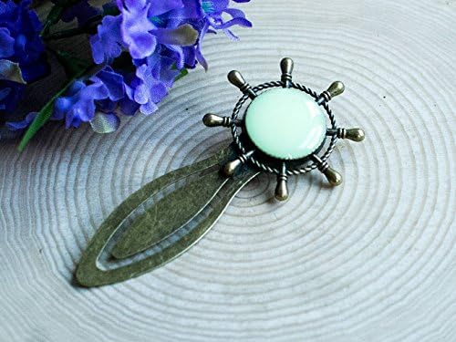 Glow in the Dark Boat Wheel Bookmark, Vintage Style Bookmark, Glow in the Dark Bronze Bookmark