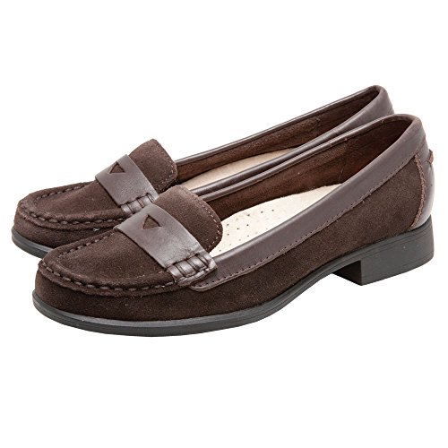 Hush Puppies Women's Motive Penny IIV Brown Suede Slip On Loafer Shoes