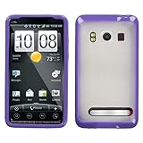 Clear/ Solid Purple Gummy Hard Protector Back Cover Case For HTC Supersonic ....