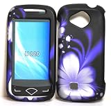 Purple Flower Rubberized Snap on Hard Skin Shell Protector Cover Case for Samsung Reality U820 in RETAIL PACKAGE