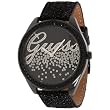 Guess Womens U96002L1 Black Leather Quartz Watch with Black Dial