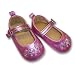 Infant Toddler Girl's Metalic Pink Mary Jane Shoe with Flower Embriodery Image