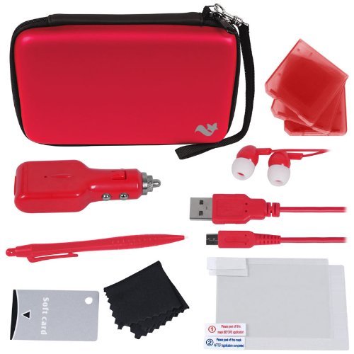 Nintendo 3DS XL Deluxe 12-in-1 Accessory Travel Pack / Case for the New 3ds Xl Console: Red