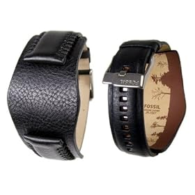 Fossil Bracelet de Montre Cuir 24mm noire JR1027