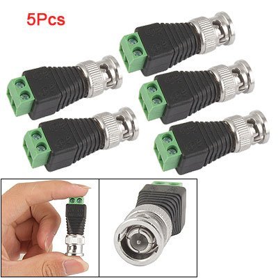 uxcell 5Pcs Coax CAT5 To CCTV Coaxial Camera BNC Male Video Balun Connector