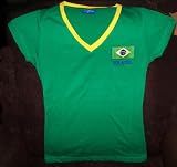 2010 WORLD CUP LADIES SPANDEX STRETCH BRASIL BRAZIL SOCCER TSHIRT SIZE XL