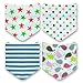 Premium Baby Bandana Bibs with Snaps- Pack of 4- Highly Absorbent Cloth Bib- Non Irritating Cotton and Fleece- Cute Patterns- Helps Feeding/ Teething/ Drooling/- Best Shower Gift for Boys and Girls
