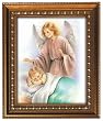 Guardian Angel in Wood Frame with Golden Trim, 11.25" x 13.25" - MADE IN ITALY