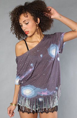 Sauce The Cosmic Fringe Tee,Tops (S/S) for Women, Small,Purple