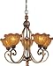 Minka Lavery 1606-487 Spanish Vista 5 Light Single Tier Chandelier in Cognac Patina with Amber Piastra glass