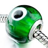 Pugster Green Evil Eye Murano Glass Charm Bead Fits Pandora Chamilia Biagi Charm Bracelet