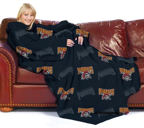 MLB Pittsburgh Pirates Adult Comfy Throw Blanket with Sleeves