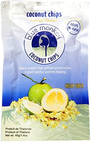 Blue Monkey Gluten Free Vegan Toasted Coconut Chips (Pack of 6), 1.4 Oz. Ea.
