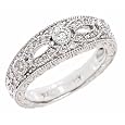 14k White Gold Diamond Wedding Anniversary Band Ring Vintage Style (0.43 Cttw, SI Clarity, G Color)