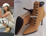 CARRINI JLO Jennifer Lopez Womens Boots Heels Lace Up Wheat/Brown
