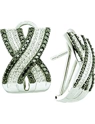 1.50 Carat (ctw) 14k White Gold Round White & Black Diamond Ladies Fashion Earrings