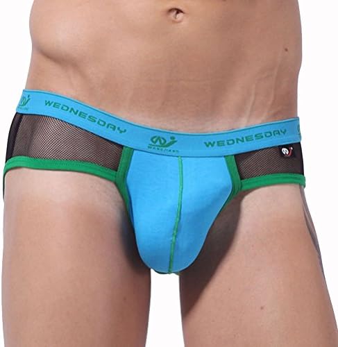 ZIHAN Men's Breathable Stretch Hip Briefs Medium Blue