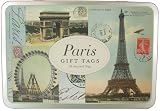  : Paris Vintage Designs Cavallini Die Cut Gift Tags, 26 assorted tags in vintage style tin