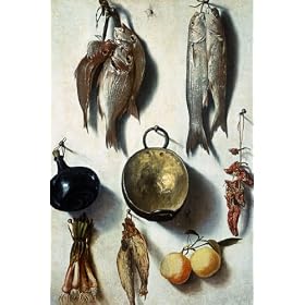 Toile sur ch�ssis (60 x 89, Victoria or Vitoria) de "A Trompe L'Oeil of Fish, Cooking Utensils, Vegetables and Fruit"