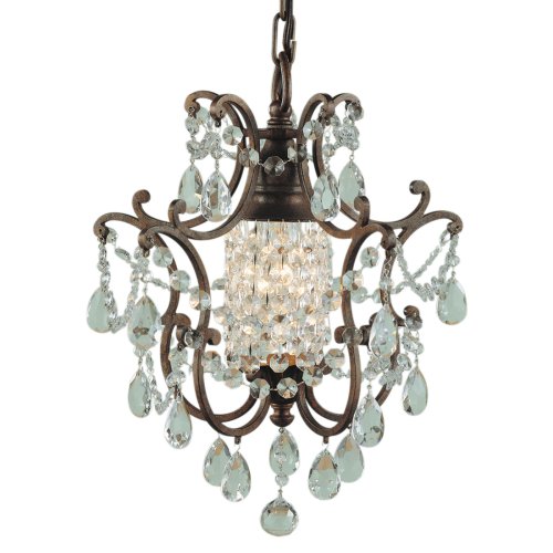 Murray Feiss F1879/1BRB Maison de Ville One-Light Mini DuoMount Chandelier, British Bronze with Prismatic Glass Crystals