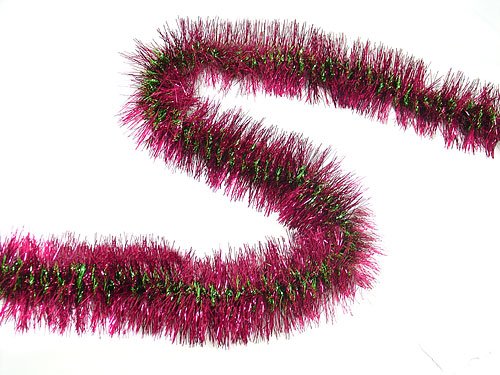12 Luscious Red With Green Spiral Christmas Tinsel Garland - UnlitB004JXSKDS 