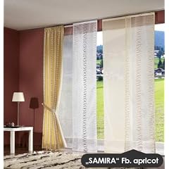 Modisch bestickte Schiebegardine "SAMIRA" aus feinstem Organza, apricot 175x58cm (Gardine, Vorhang)